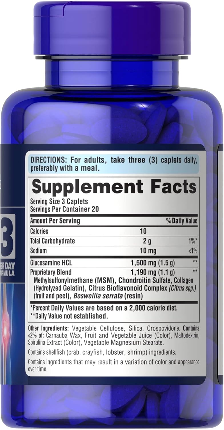 Comprimidos de Glucosamina, Condroitina y MSM Doble Fuerza