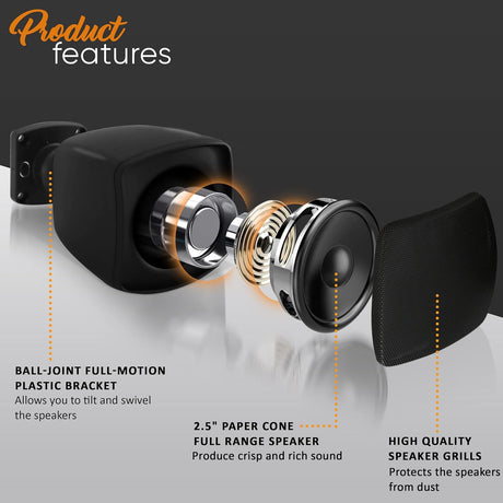 Pyle Mini altavoz satelital, sistema de altavoces satelitales de montaje en superficie de 3 pulgadas para subwoofer (par), uso para sistema de altavoces satélites, elegante y minimalista PD4STP