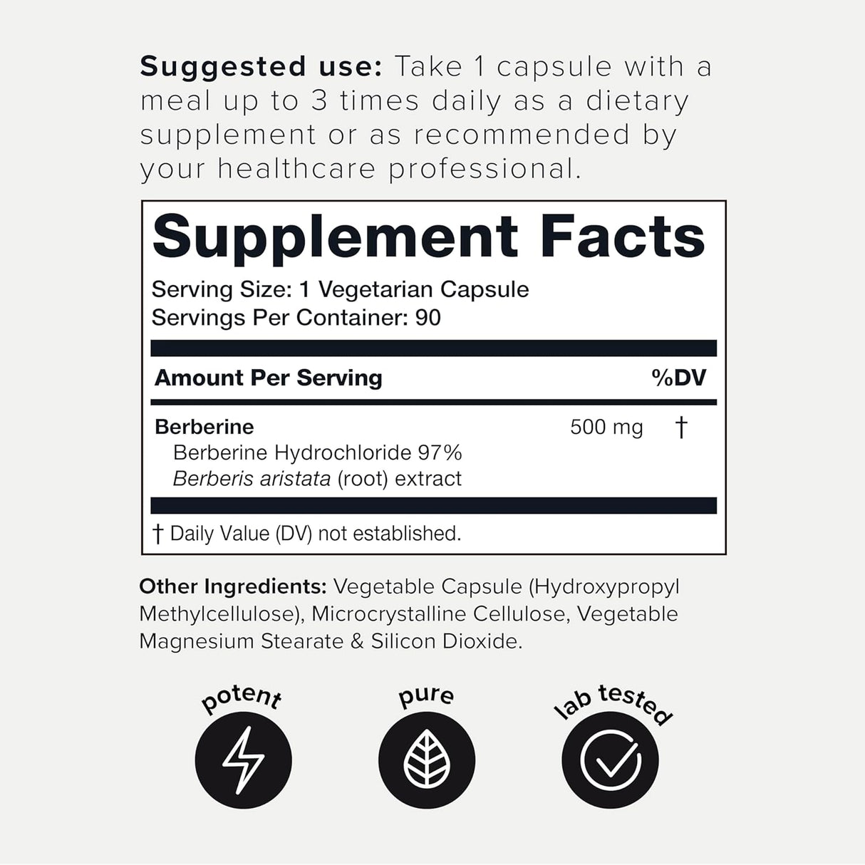 Suplemento Berberina HCl de ultra alta resistencia 500 mg