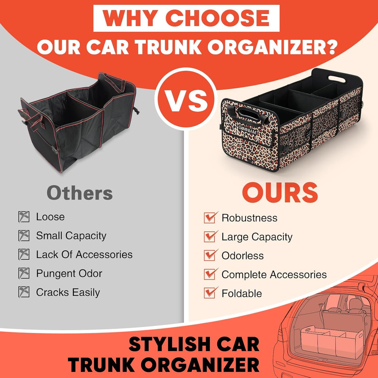 Organizador de Maletero Simniam 95L con Asa Reforzada y Correas