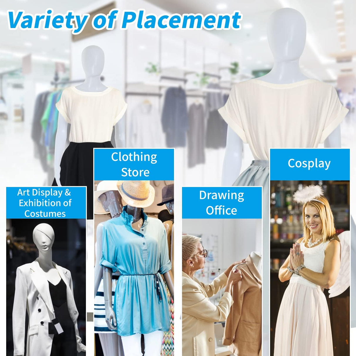 Maniquí Femenino Ajustable con Base de Metal, Modelo 69