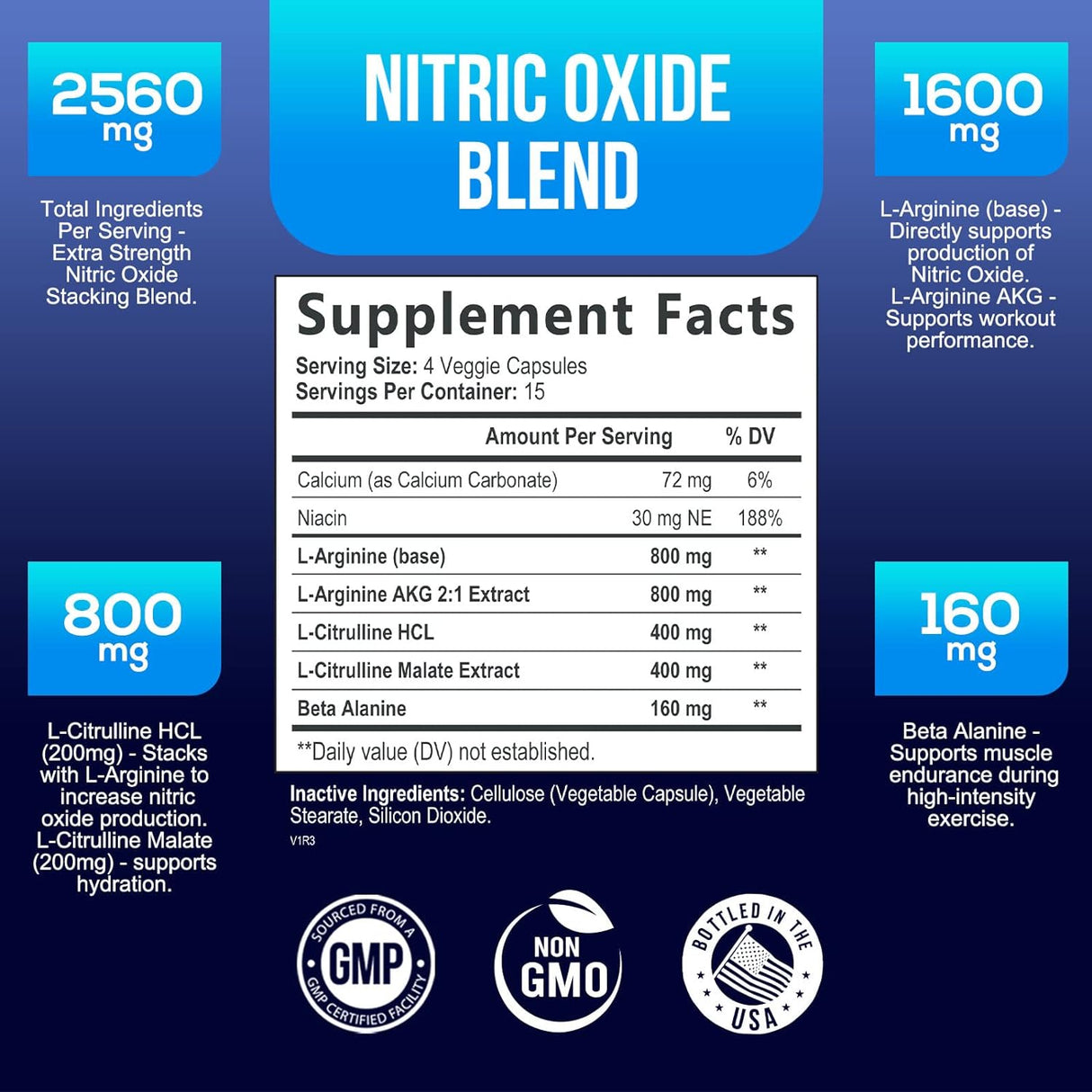 Suplemento de óxido nítrico extra fuerte L arginina 3 veces
