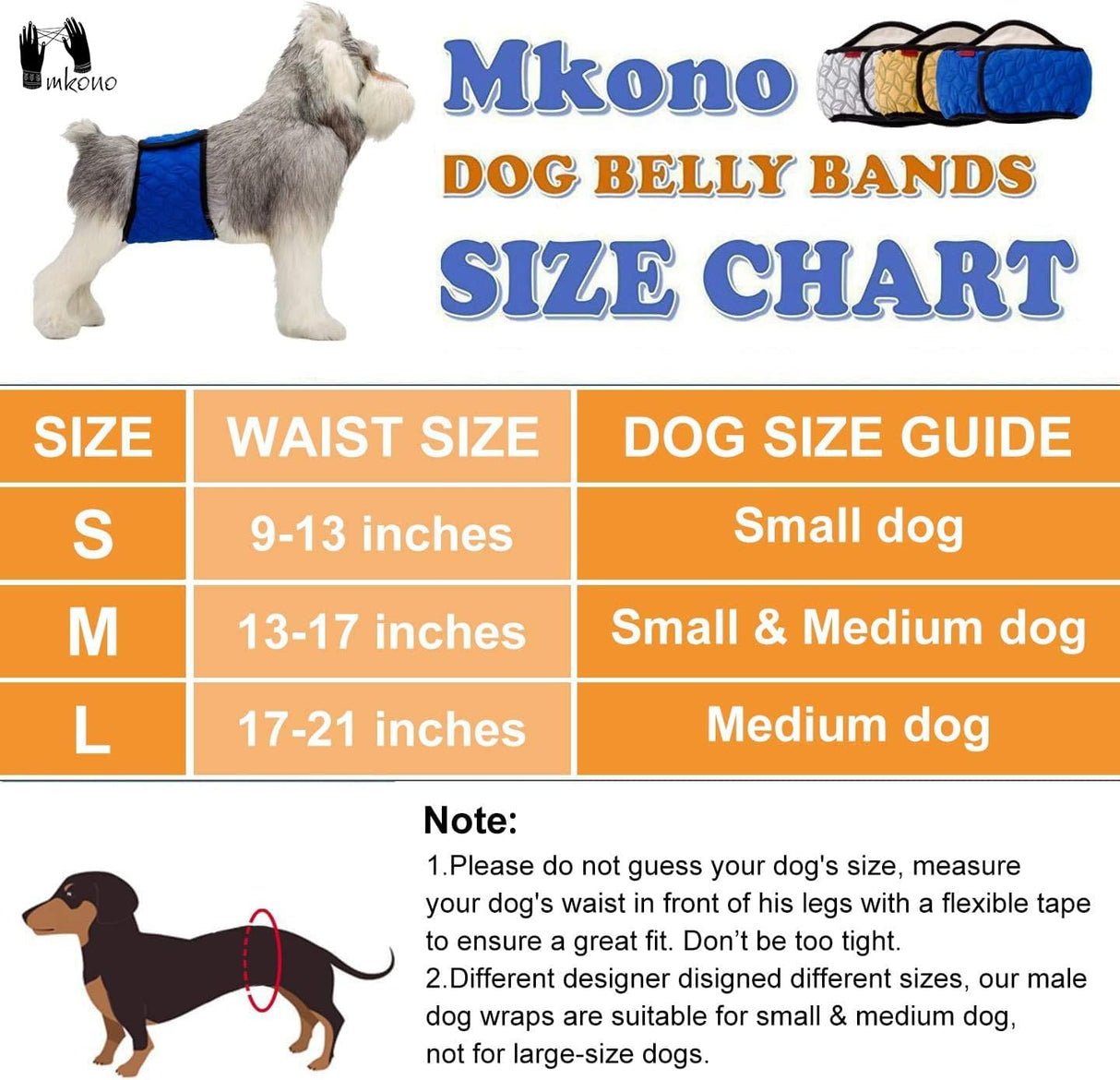 Mkono Pañales lavables para perros machos para perros pequeños y medianos (paquete de 3)