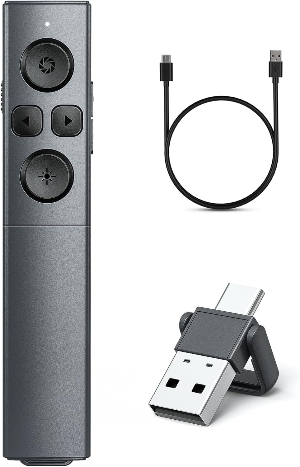 Presentador Inalámbrico USB-C, Recargable, Control Volumen, PPT