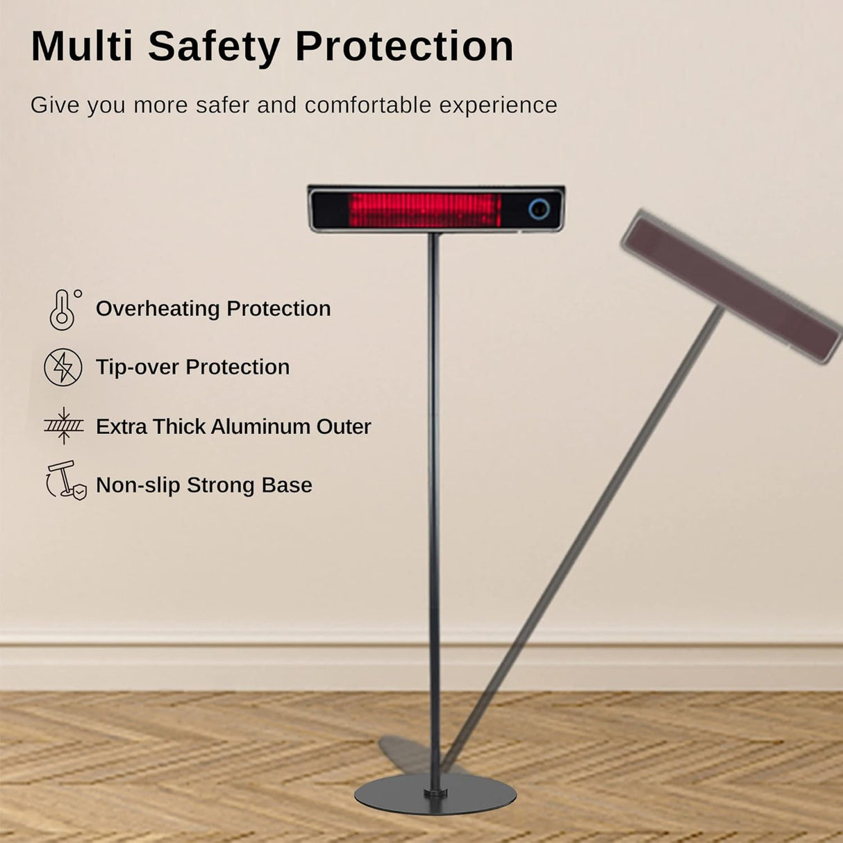 Calentador eléctrico de patio 1500 W con nanocristal