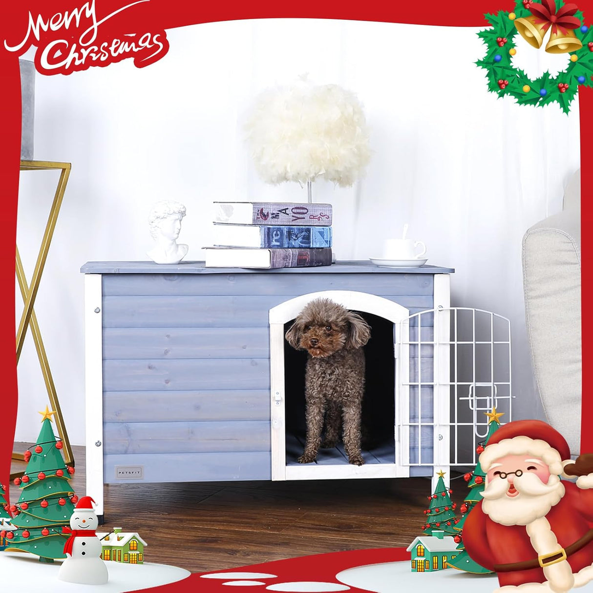 Casa de madera para perros con piso elevado Petsfit