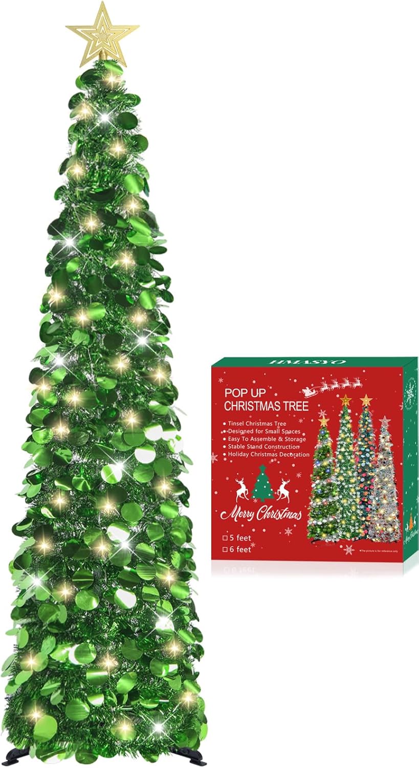 Árbol de Navidad Pop-Up 5 FT con luces y temporizador
