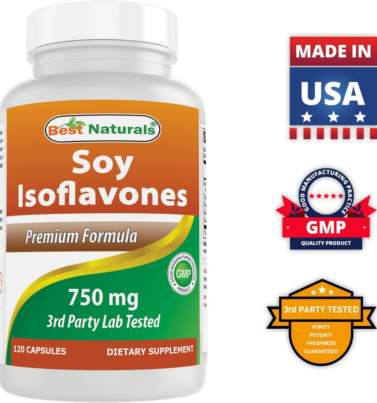 Isoflavonas de Soja 750 mg 120 Cápsulas Best Naturals 2 Pck