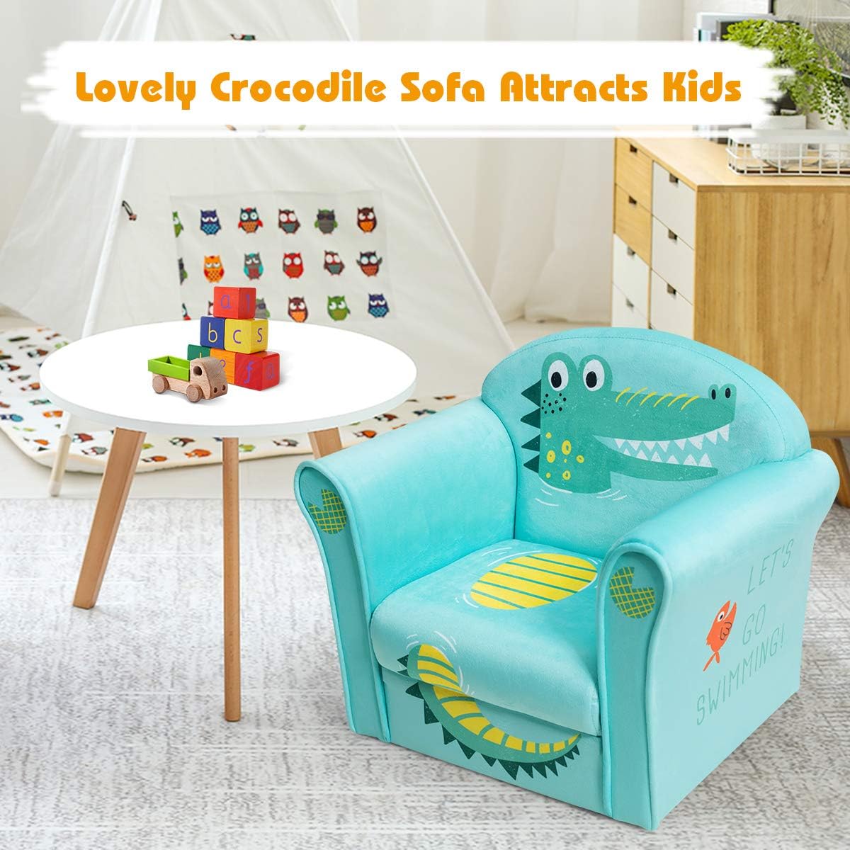 Silla reposabrazos para niños pequeños, diseño de cocodrilo