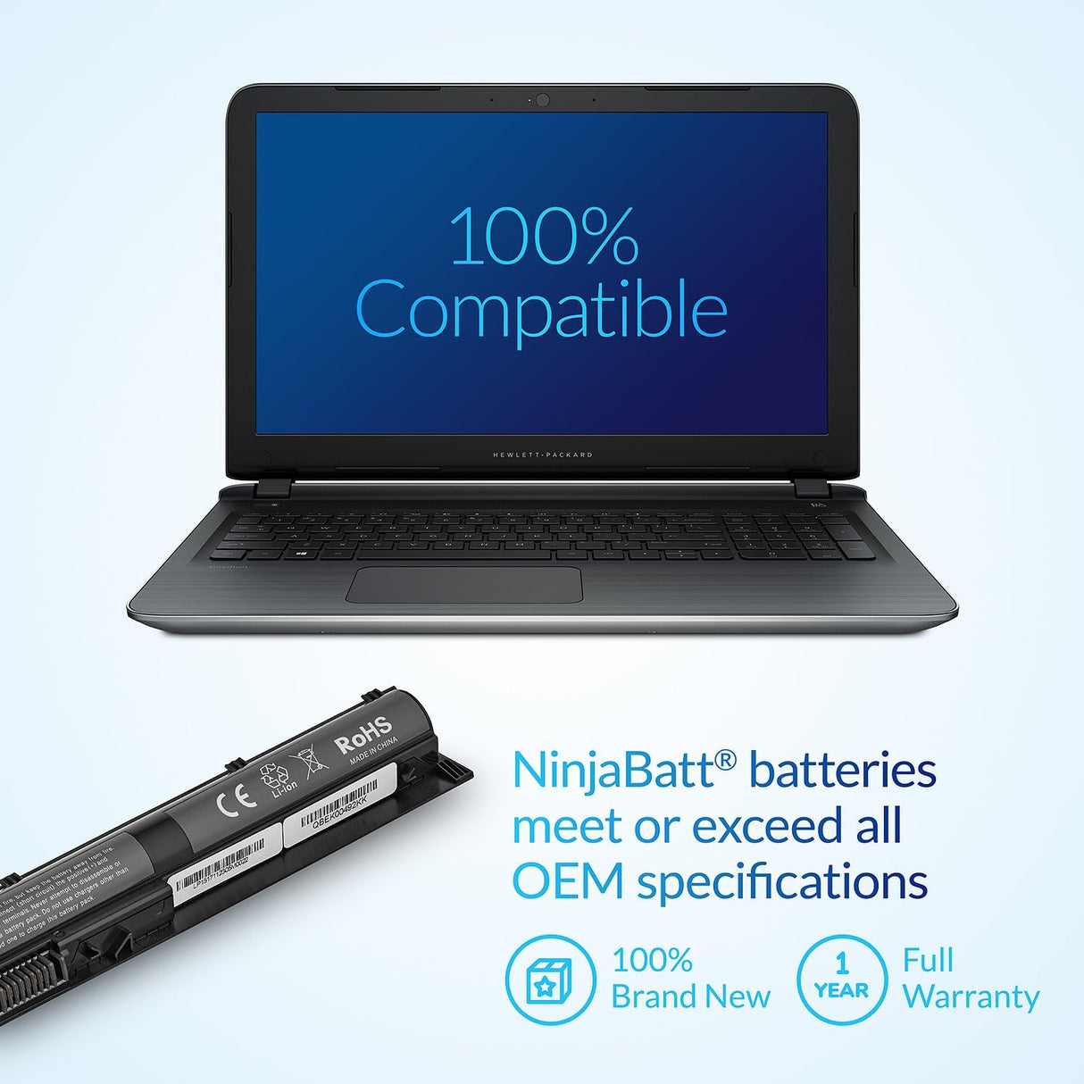 Batería para HP, alto rendimiento de 4 celdas KI04 NinjaBatt