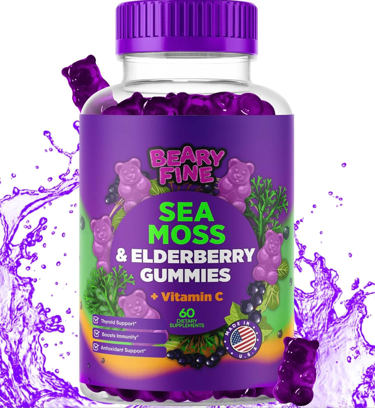 Gomitas de Sea Moss y Elderberry, Extra Fuerza, 60 Uds