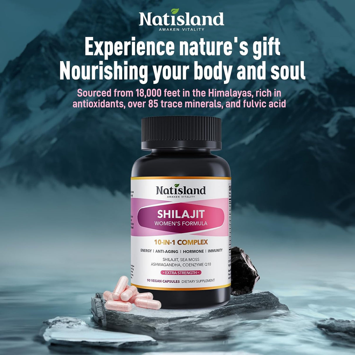 Shilajit para Mujeres Cápsulas, Himalaya 15000MG, 90u