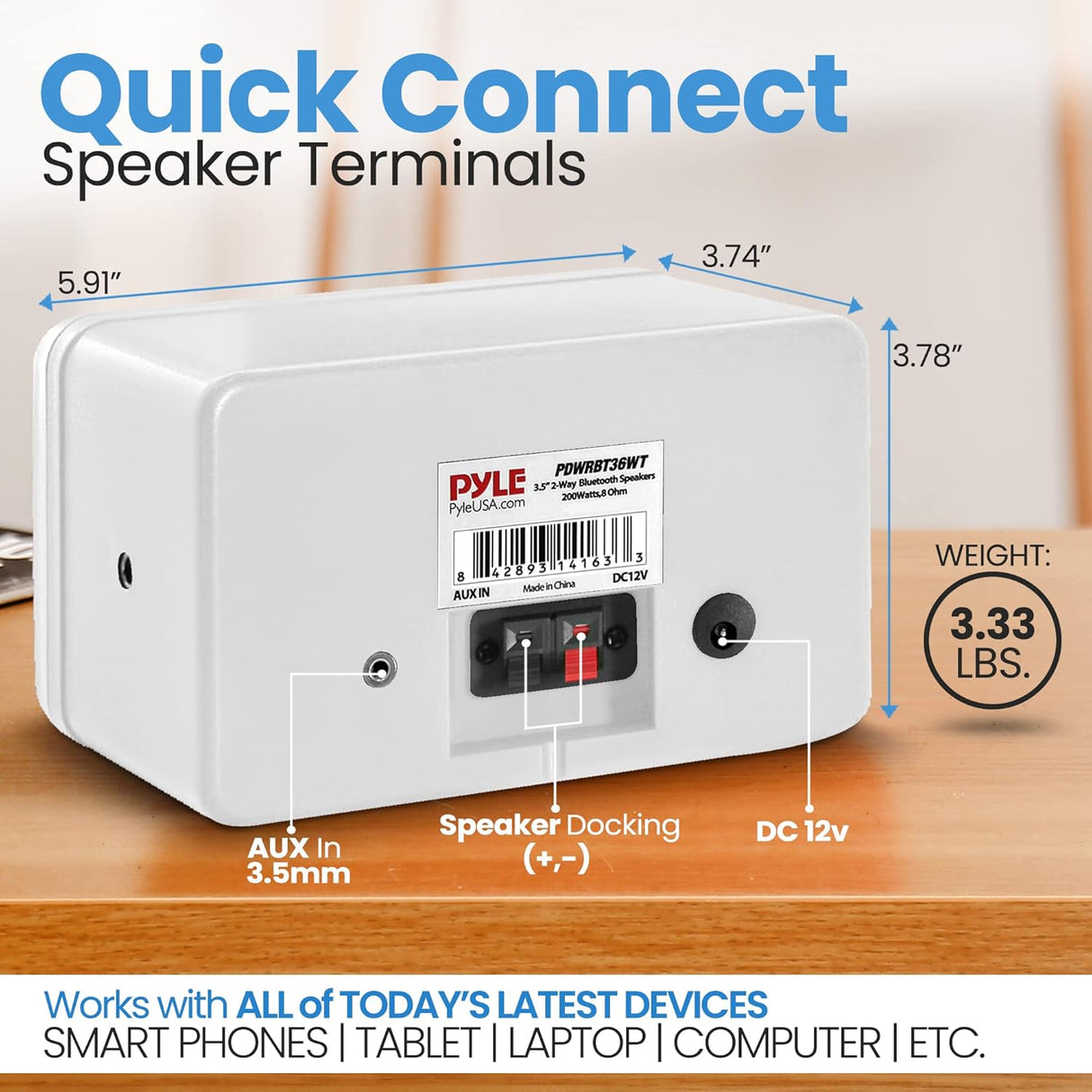 Parlantes PYLE-HOME de altavoces Bluetooth PDWRBT36WT