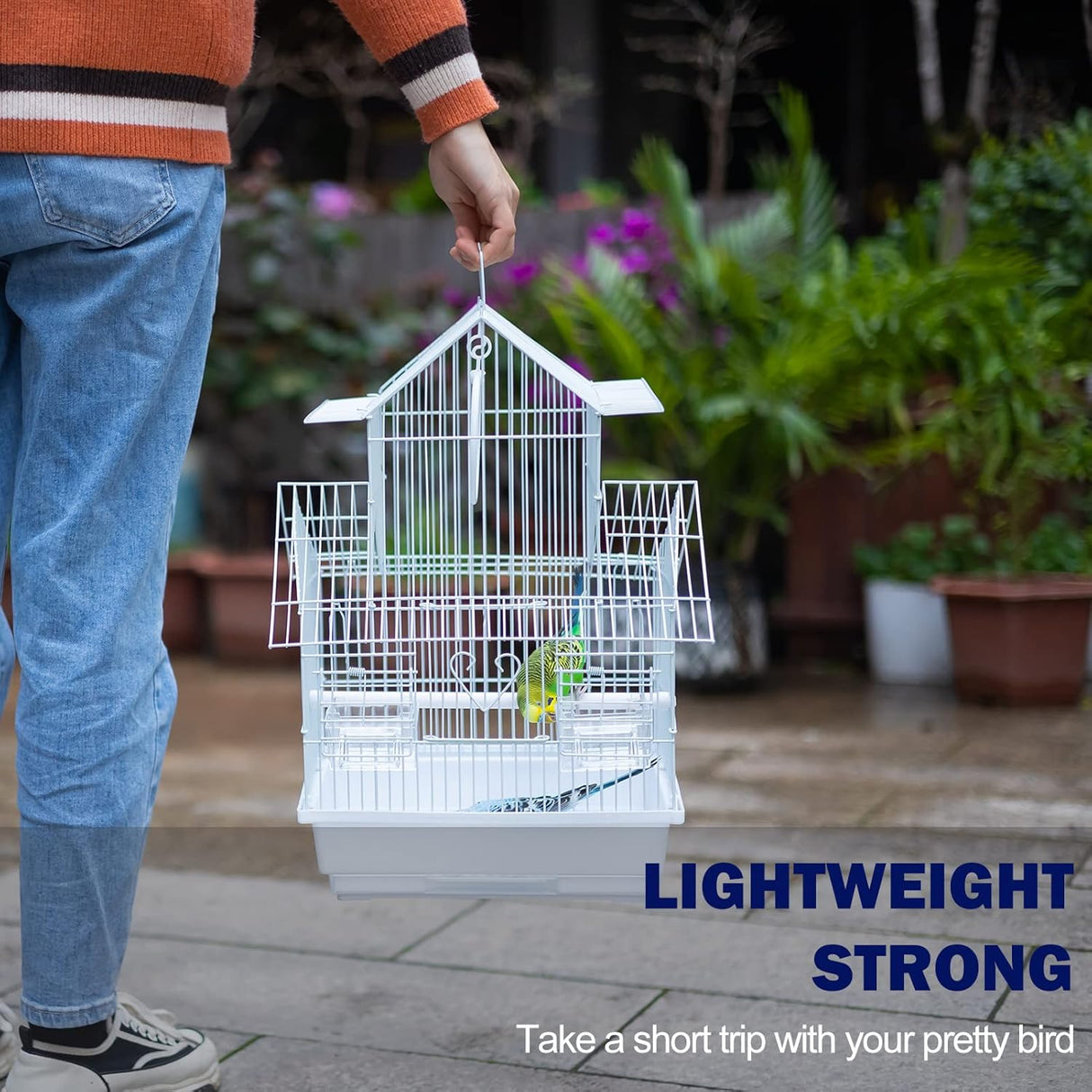 Jaula de viaje para pájaros pequeños, kit de iniciación ligero para pájaros pequeños con jaulas y accesorios, ideal para periquitos, tortolitos, pinzones, canarios