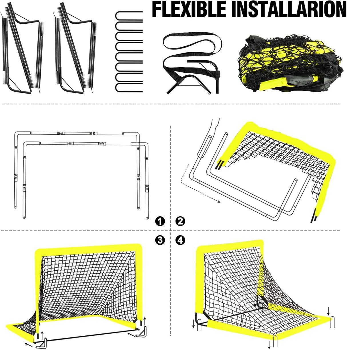 Porteria de futbol portatil para patio o exteriores