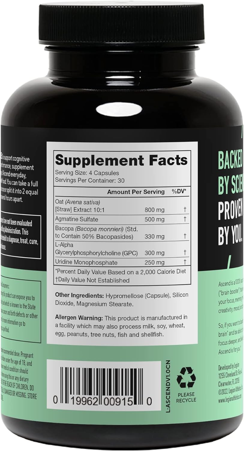 Suplemento natural para memoria y enfoque, Ascend Nootropic