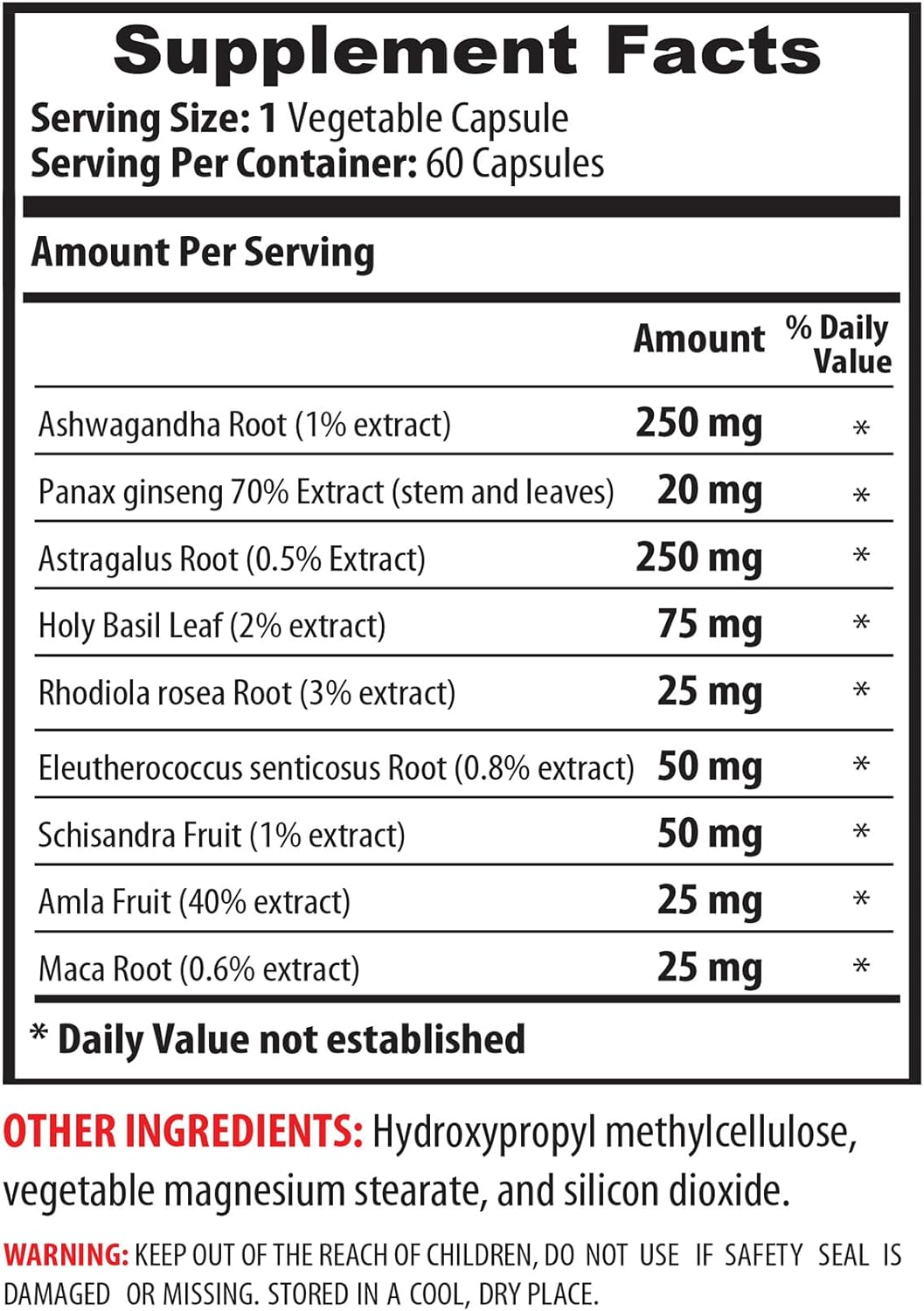 Suplemento COMPLEJO DE EXTRACTO DE ASTRAGALO con Ashwagandha
