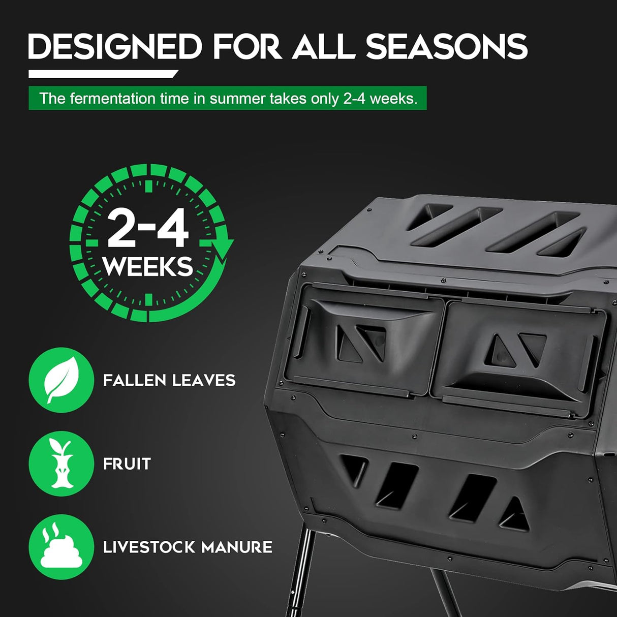 Compostador Doble F2C 43 Galones, Acero, Puertas Deslizantes