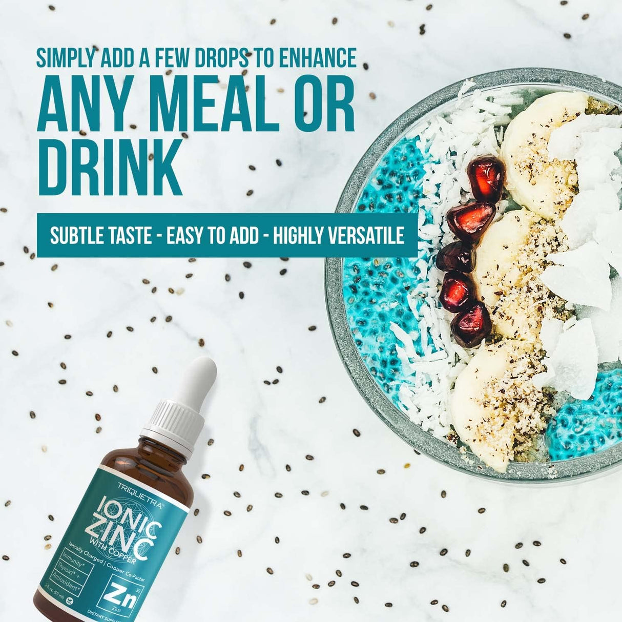 Suplementos líquido de cobre iónico Zinc Plus 240 porciones