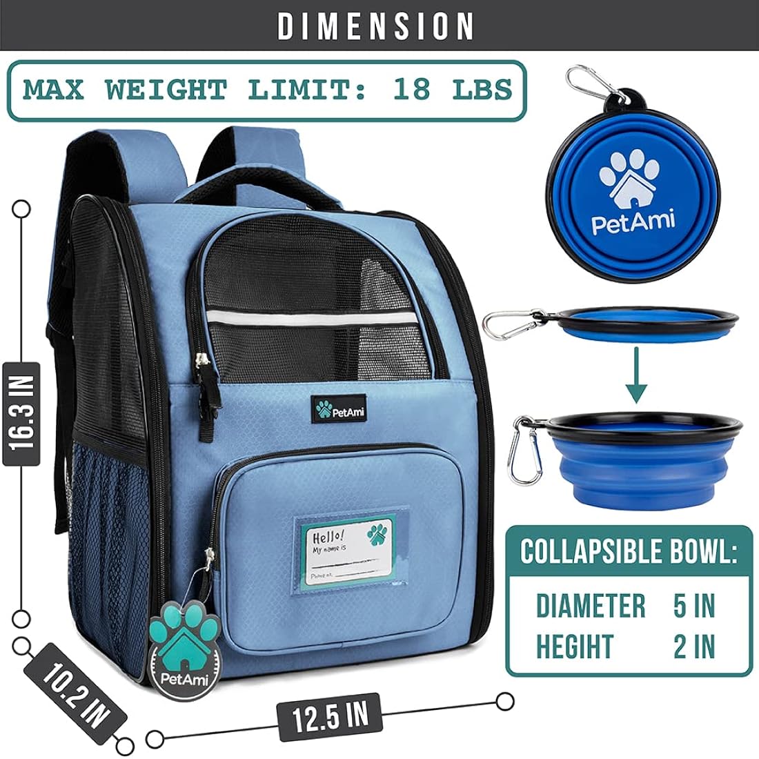 Mochila de lujo para gatos y viajes senderismo azul