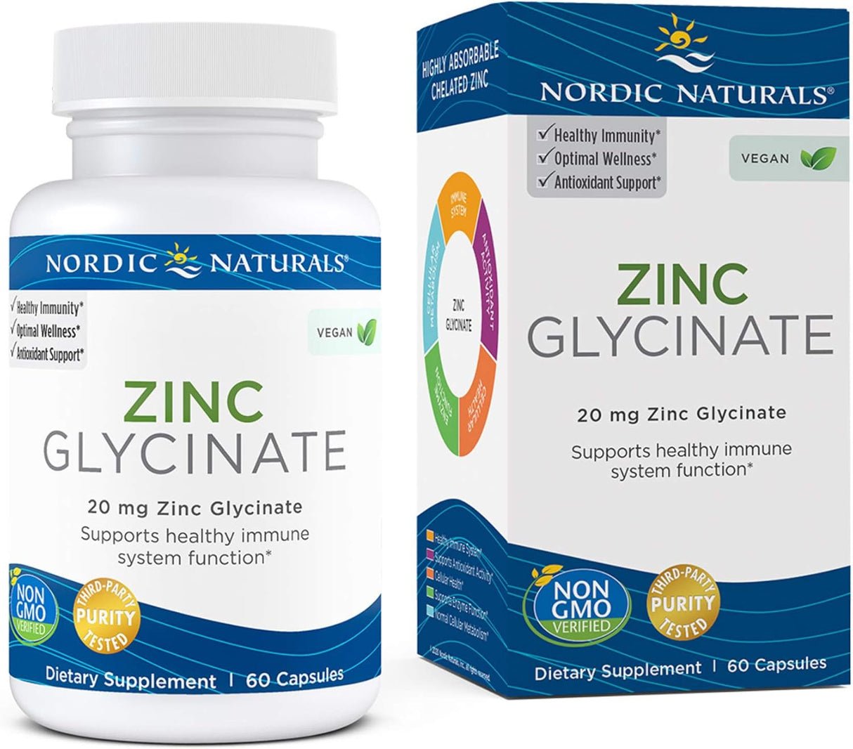 Suplemento Glicinato de zinc 60 cápsulas 20 mg glicinato