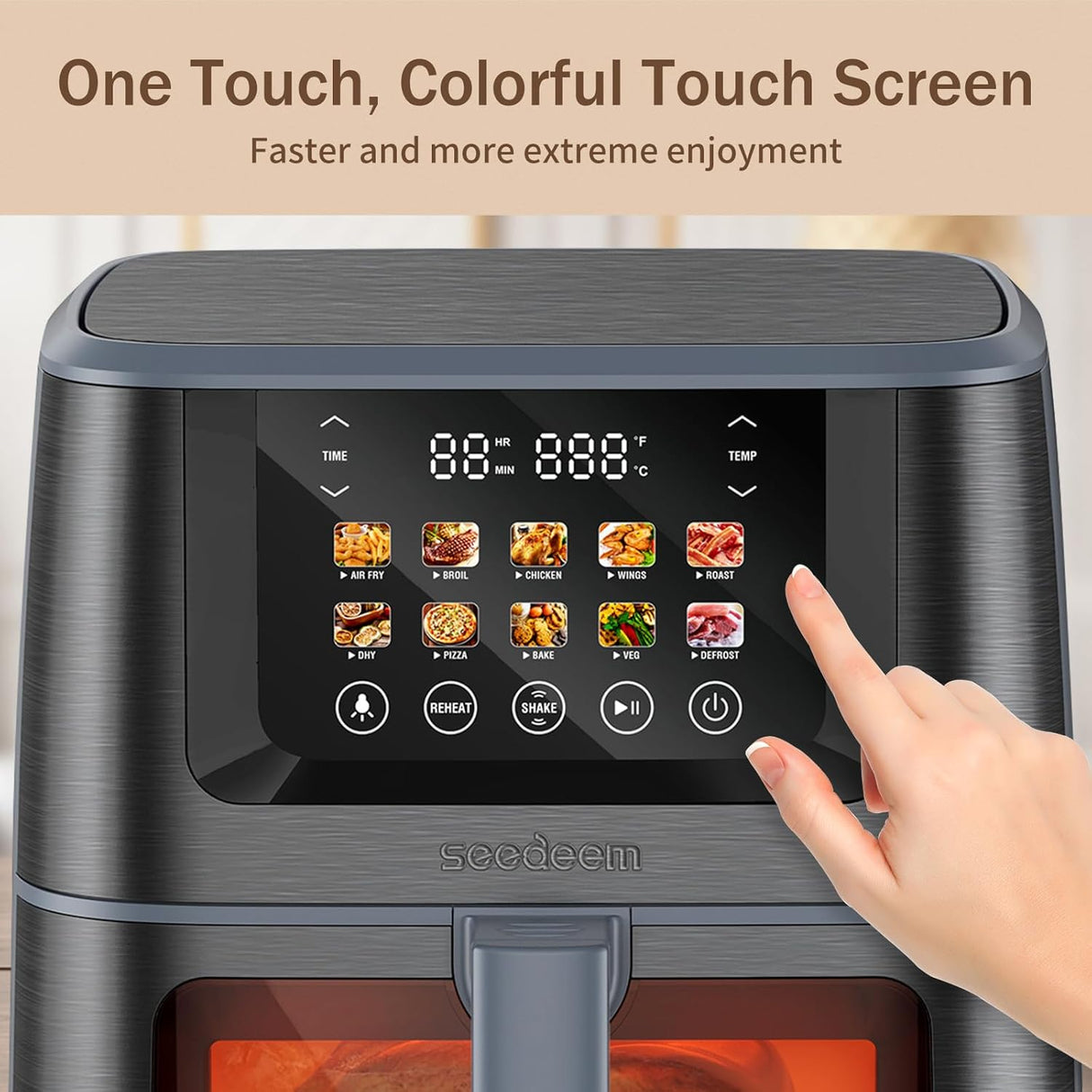 Air Fryer SEEDEEM Max XL 8 Quart 10 en 1 con Pantalla Táctil