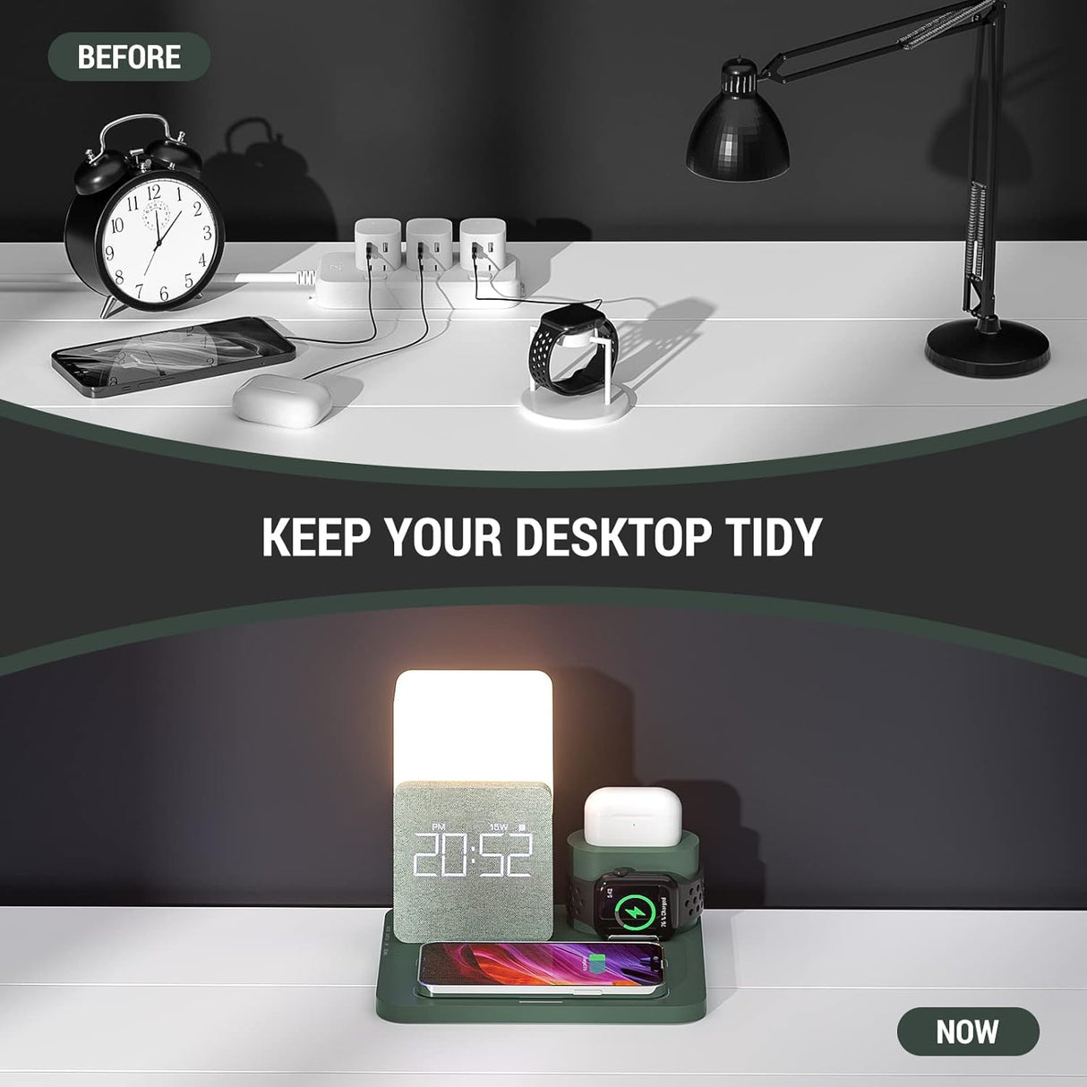 Cargador o Estación de carga inalámbrica 3 en 1 cargador