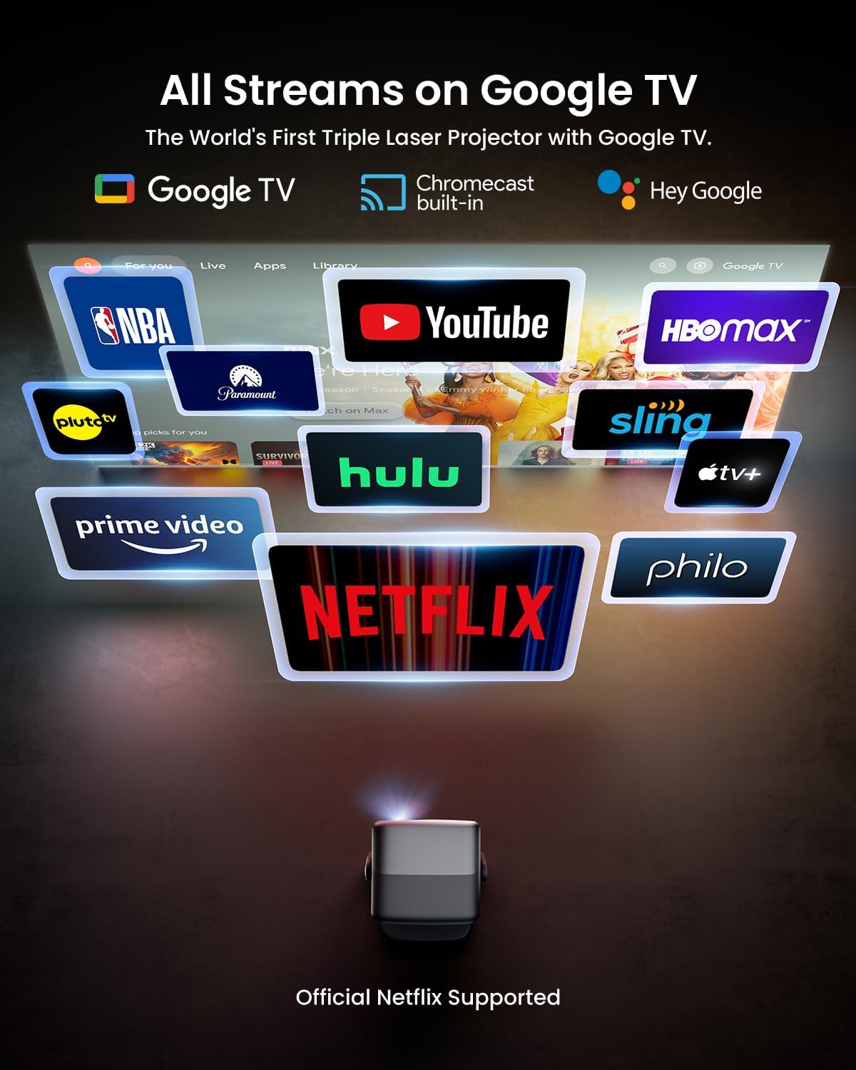 Proyector Ultra 4K JMGO N1S, 3000 lúmenes, HDR10, portátil