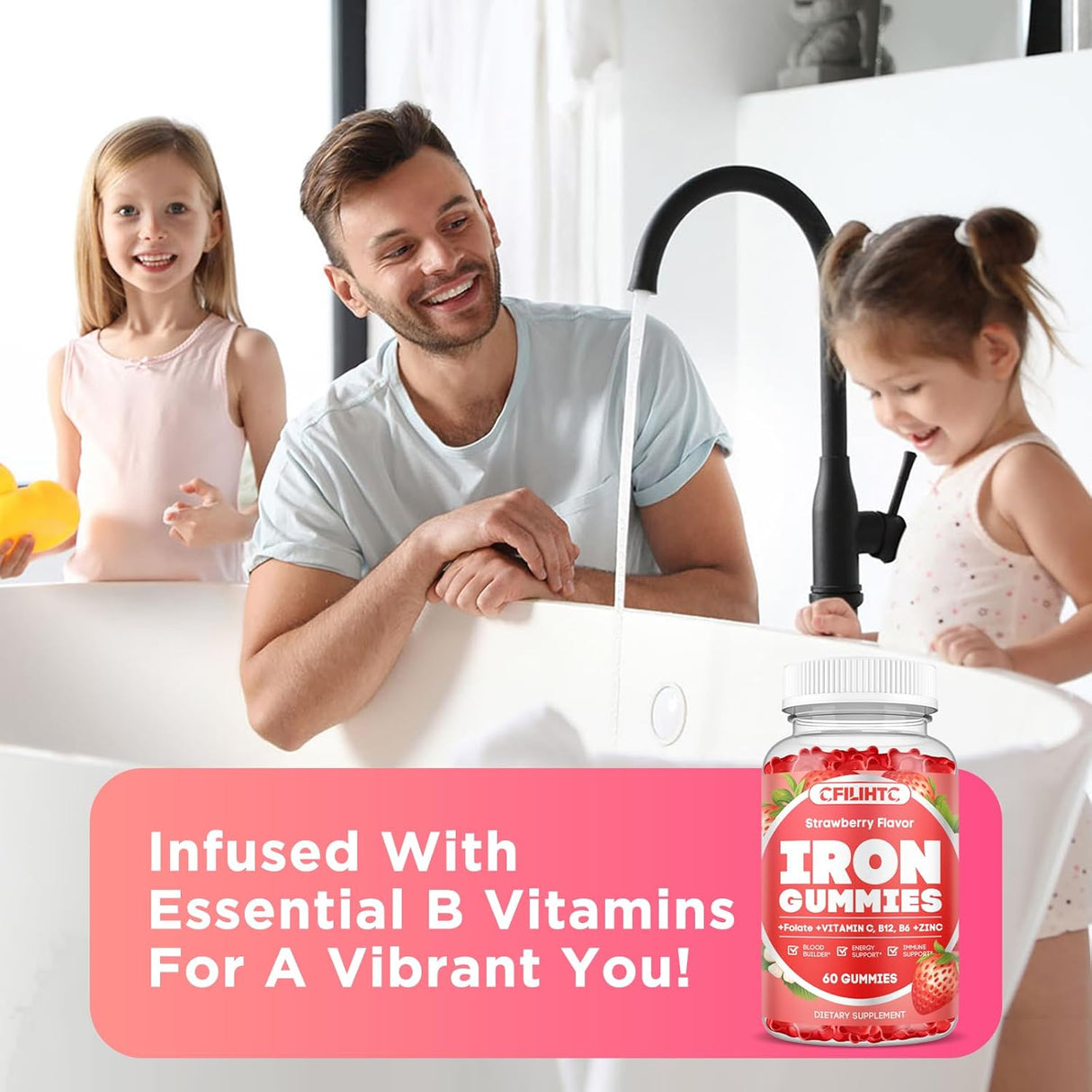 Gummies de Hierro para Mujeres y Hombres - Suplemento Vegano 60ct