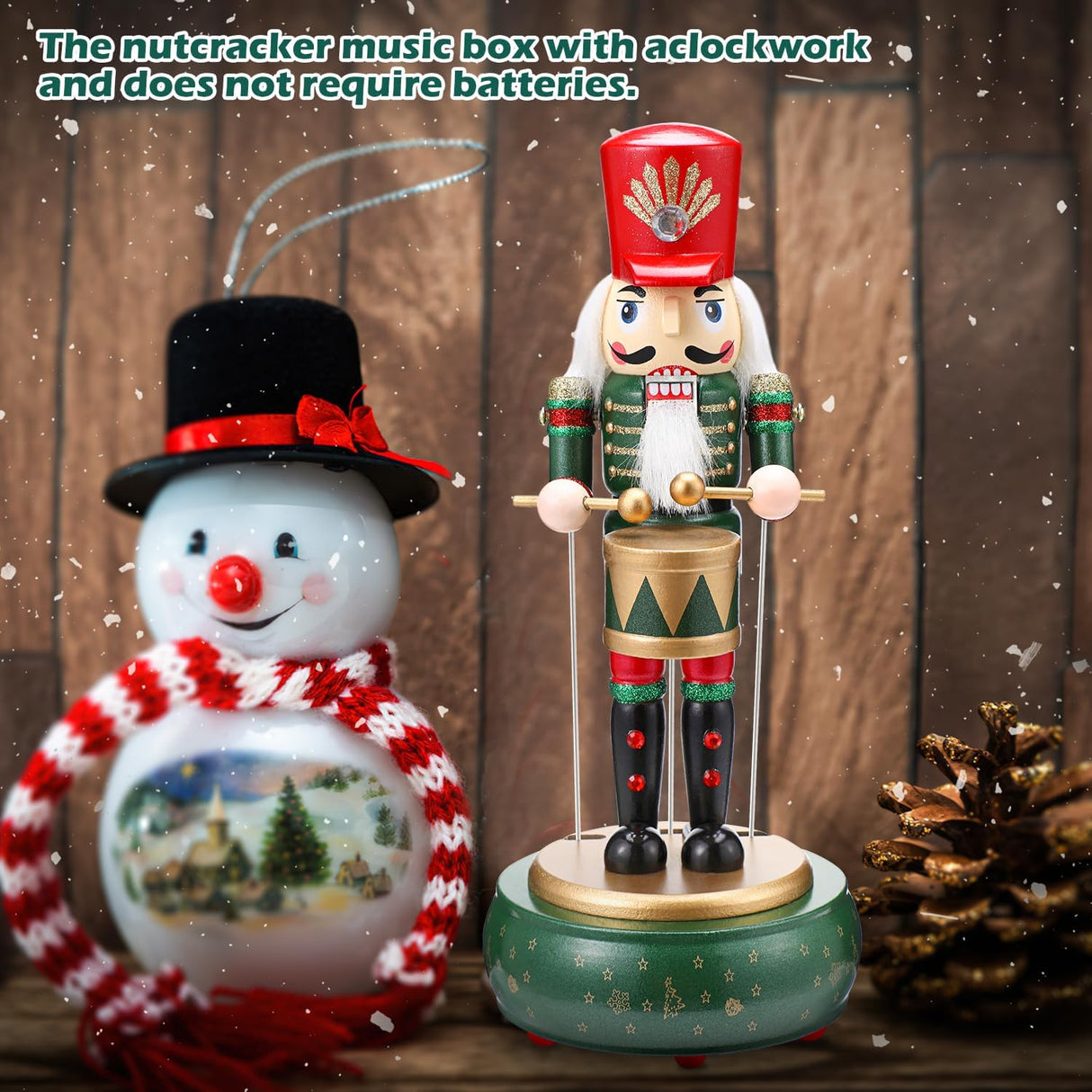 Figuras de Navidad Nutcracker, Biupky, 12 Madera, Caja Musical