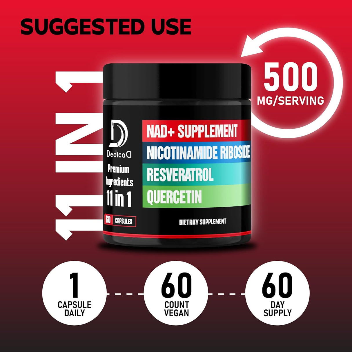 Suplemento 11 en 1 de NAD+ - Energía Celular y Reparación