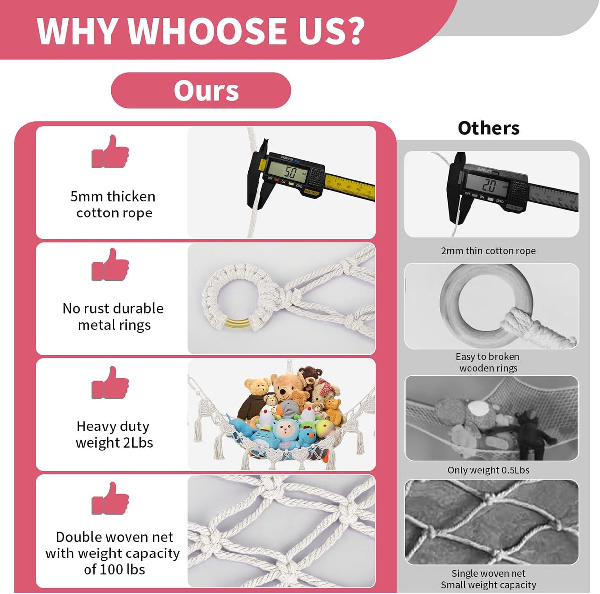 Hamaca Gigante para Peluches con Luz LED, Organizador 56