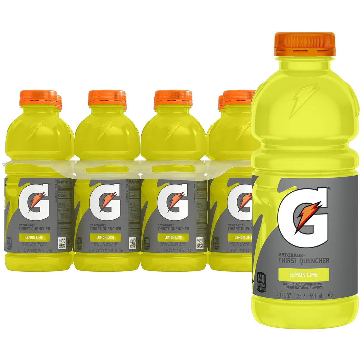 Bebida deportiva Gatorade Natural, Limón Lima, 20 Fl Oz, 8 Pack
