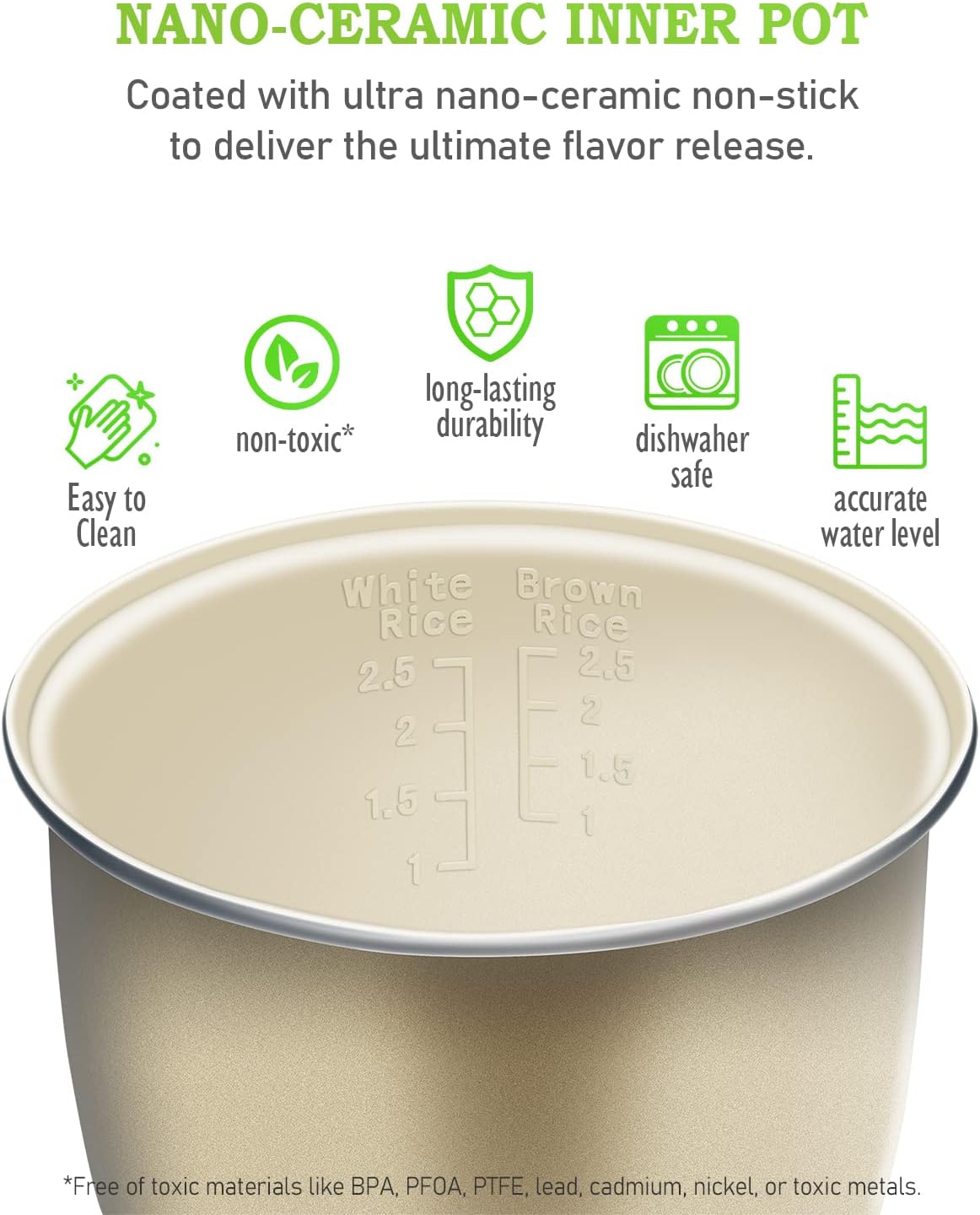 Olla arrocera TLOG 2.5 tazas, cerámica, portátil, 1.2L