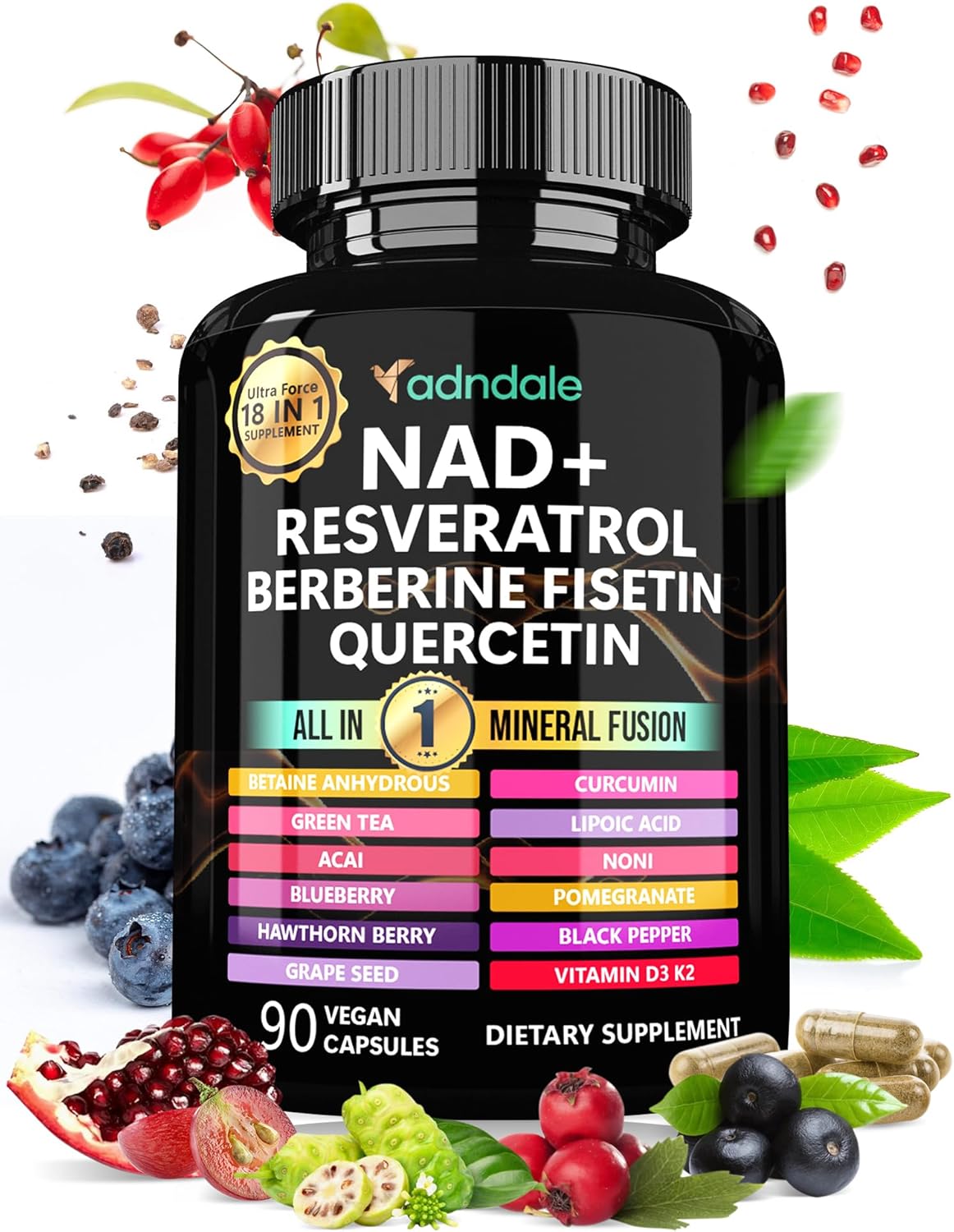 Suplemento NAD 300mg y Resveratrol 1000mg, Fórmula Orgánica