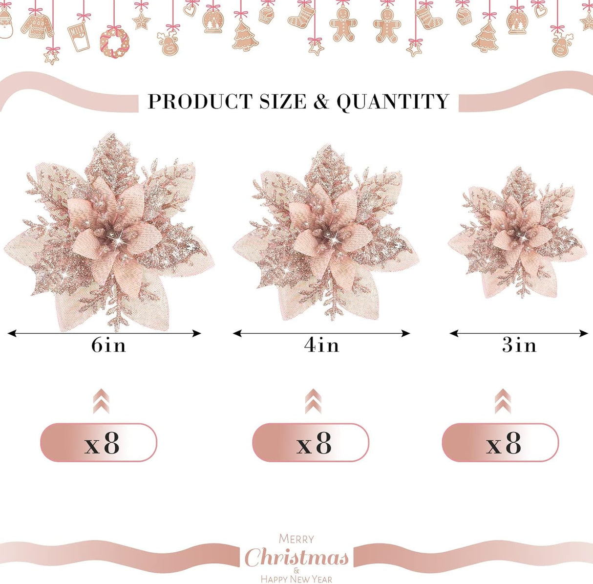 36 Pzs Poinsettias Artificiales con Clips para Decoraciones Navidad