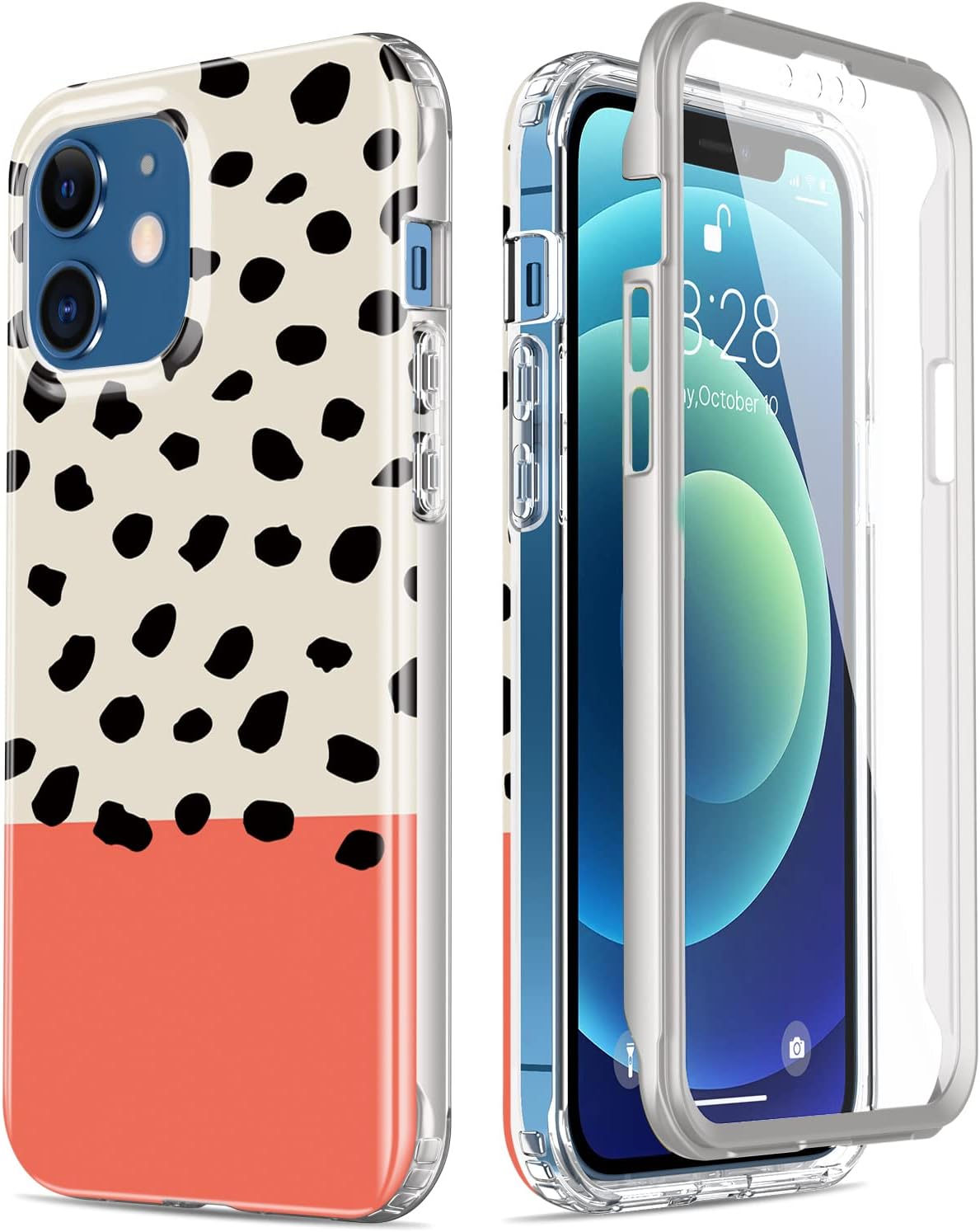 ESDOT Funda para iPhone 12, iPhone 12 Pro con protector de pantalla integrado, funda resistente con diseños de moda para mujeres y niñas, funda protectora para iPhone 12/12 Pro de 6.1 pulgadas, bonito patrón de leopardo