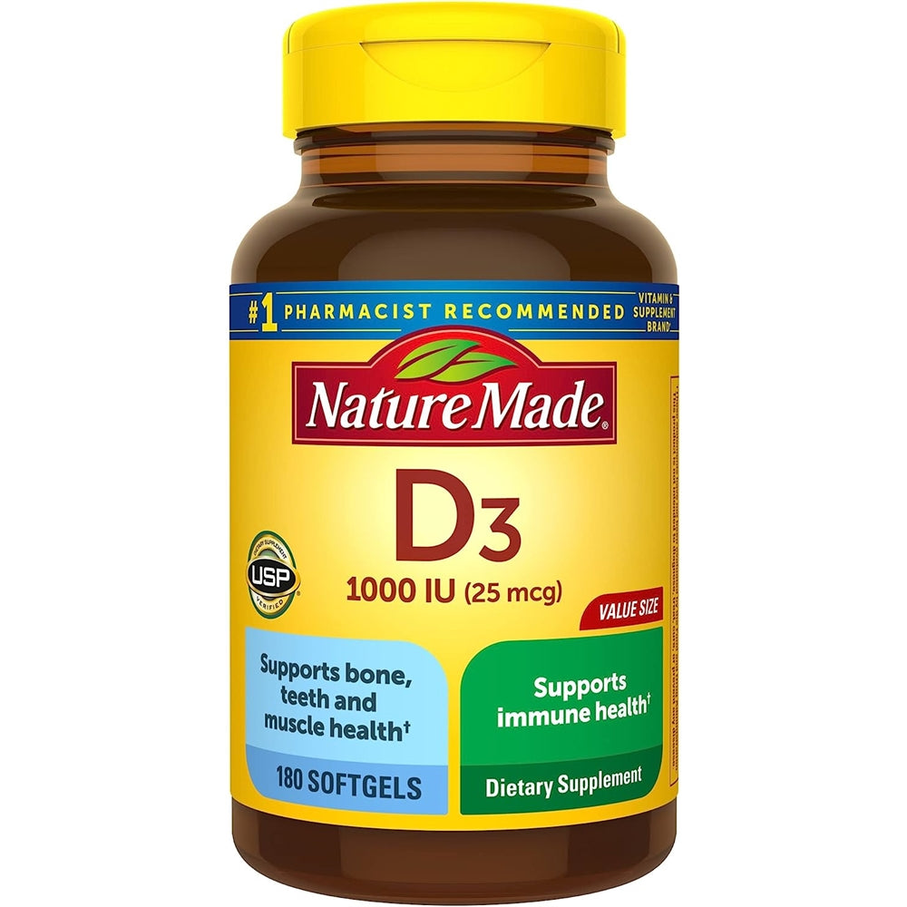 Suplemento Vitamina D3 180 cáp vitamina D 1000 IU (25 mcg)