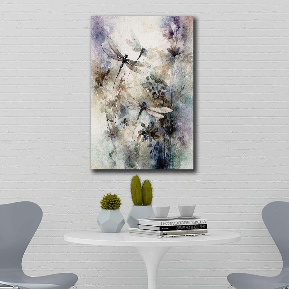 Póster lienzo libélula acuarela lavanda arte pared 16x24 sin marco