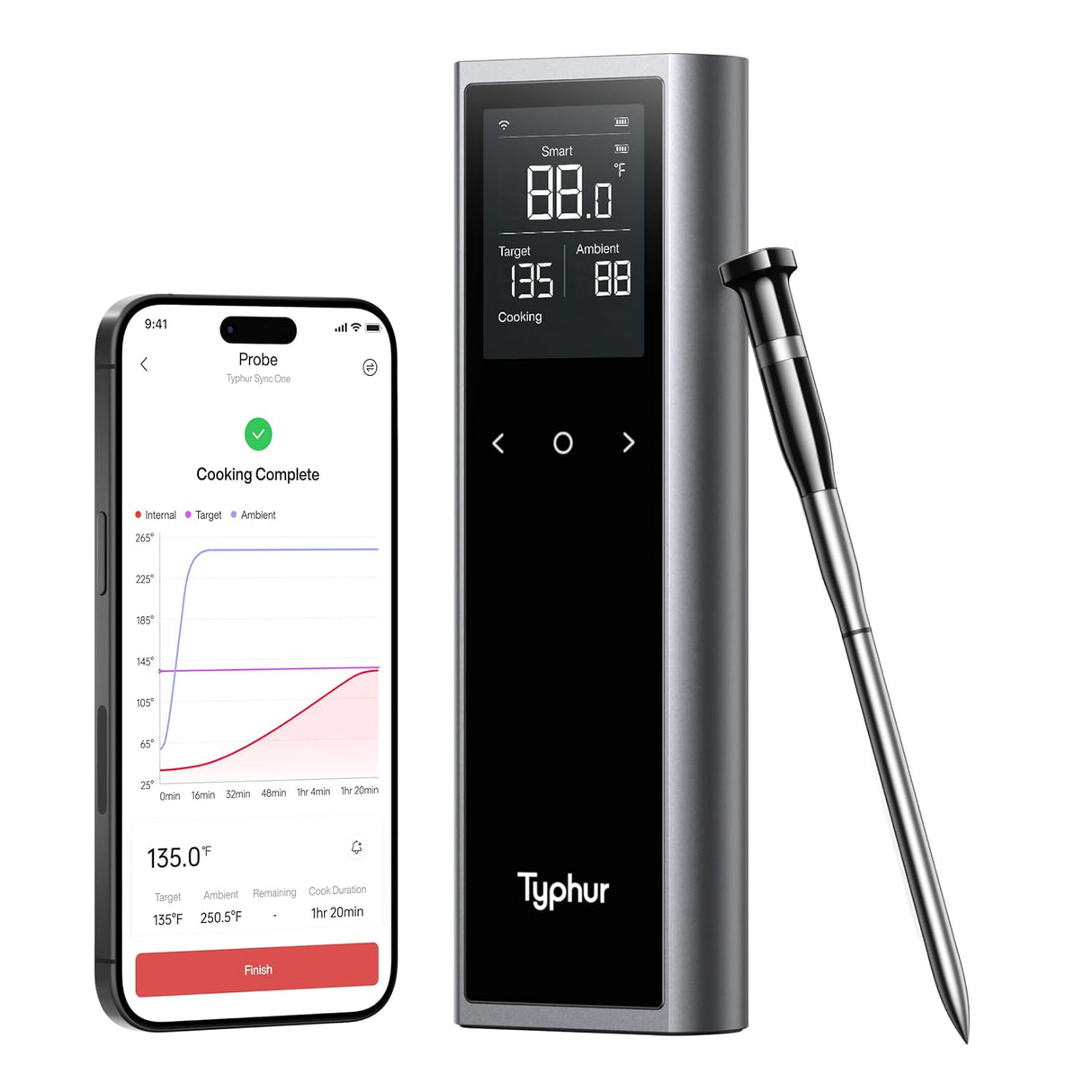 Termómetro de carne Sync One, 6 sensores, Bluetooth y WiFi