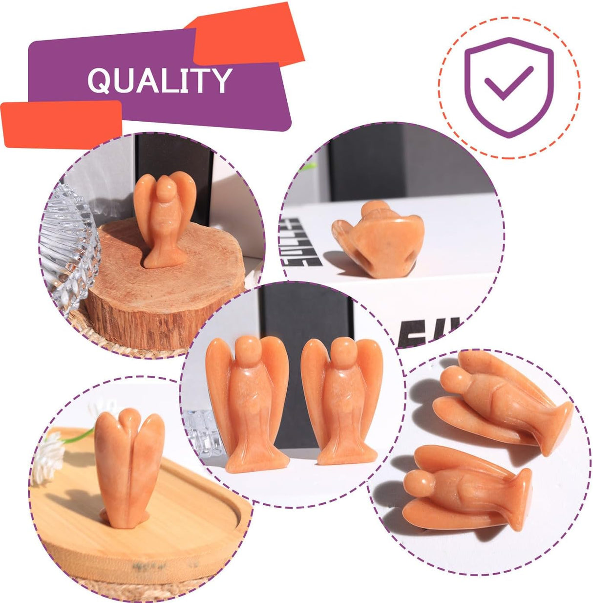 QINJIEJIE Decoración de ángel de cristal de aventurina roja.