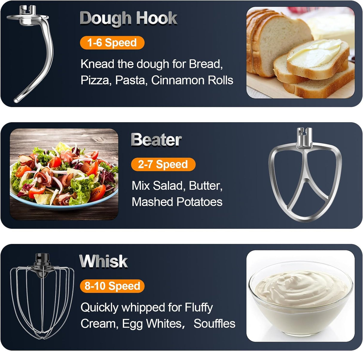 Batidora de Pie 6.5QT 10 Velocidades 660W, Modelo 660W