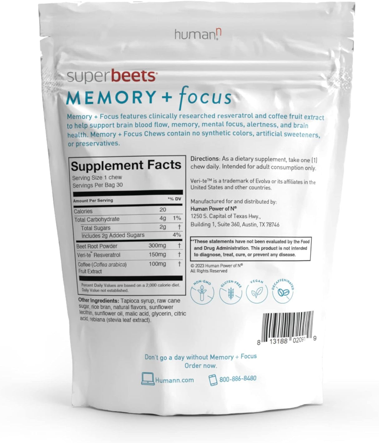 Suplemento Memory + Focus Chews - Ayuda a apoyar cerebral