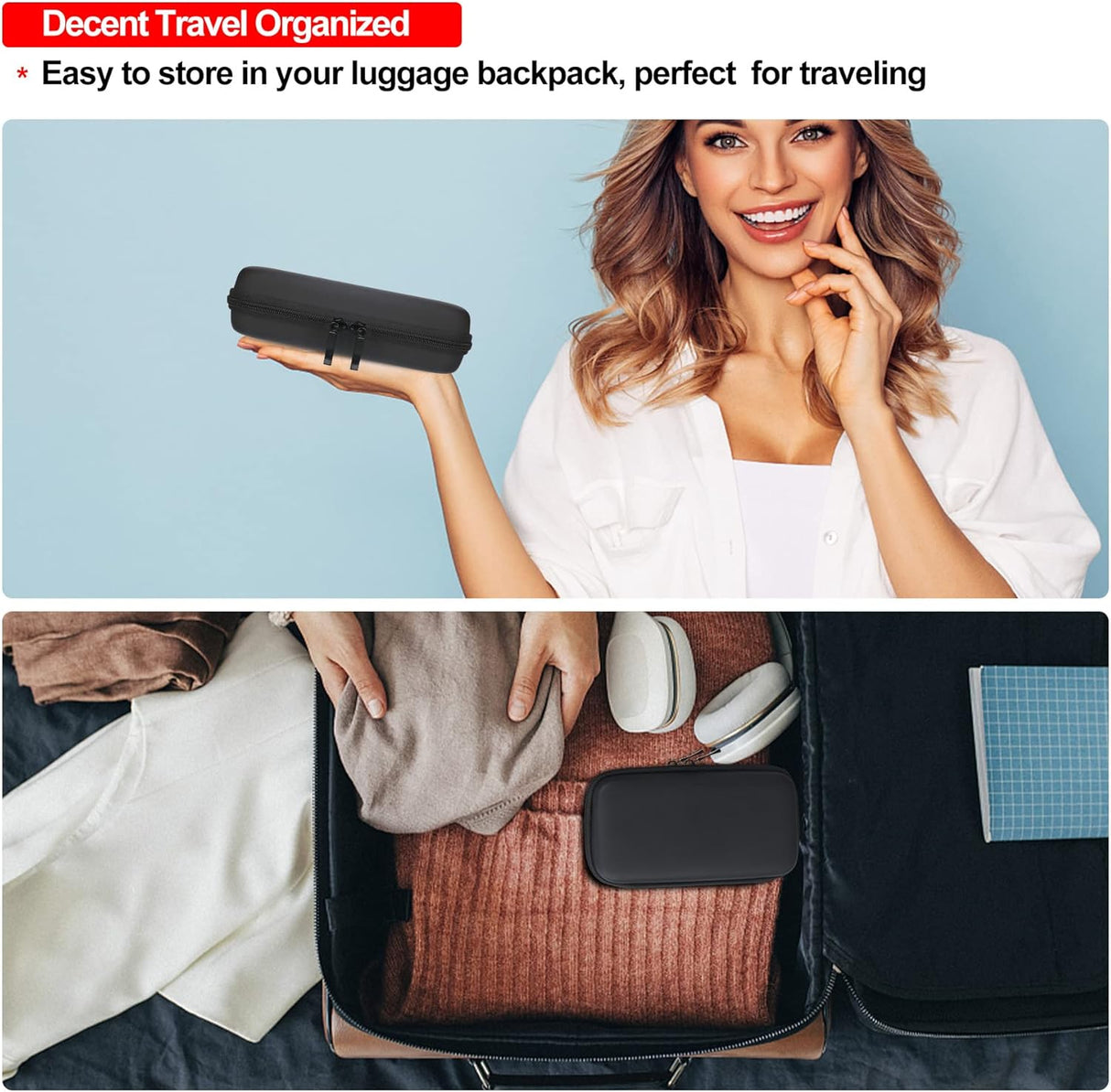 Elonbo Estuche rígido de viaje para Anker 622/633 / 521 batería magnética (MagGo), cargador portátil inalámbrico plegable magnético de almacenamiento de banco de energía, bolsillo de malla adicional para cable de carga, color negro