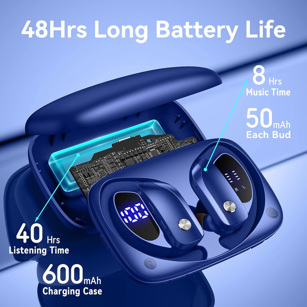 Auriculares Inalámbricos Bmani, 48hrs, con Micrófono, Modelo XYZ