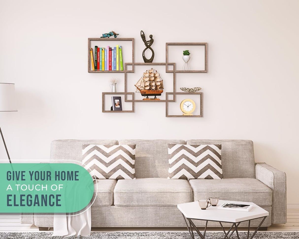 Estantes flotantes cuadrados rústicos - Set de 5 - Torched Brown