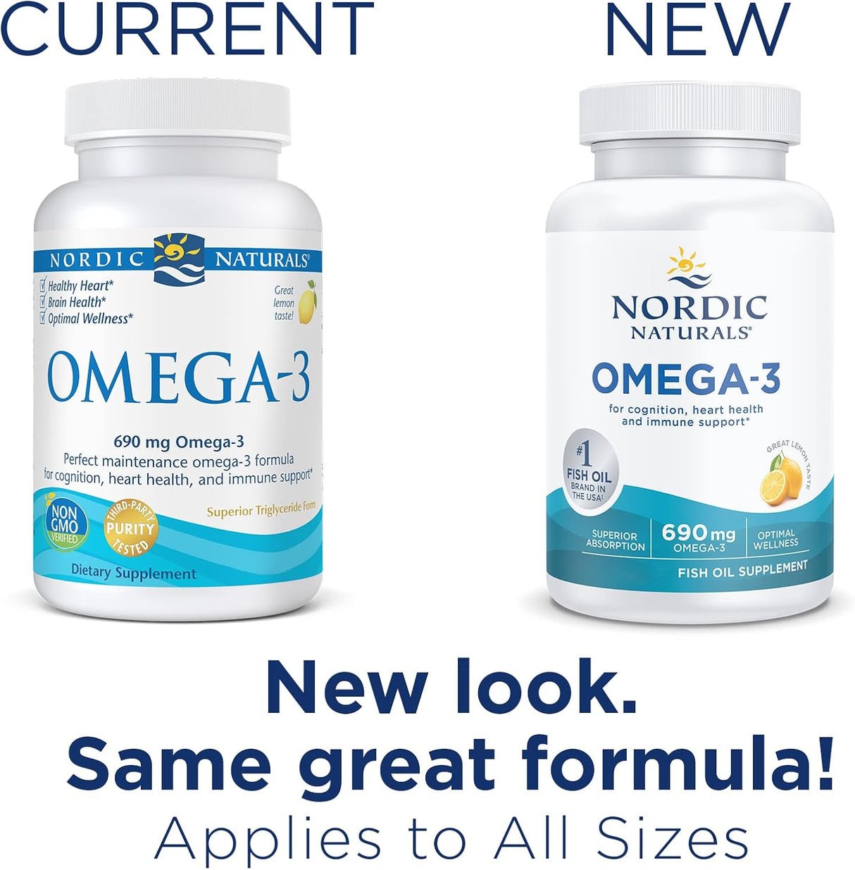 Suplemento Omega-3, sabor a limón, 90 geles suaves 690 mg