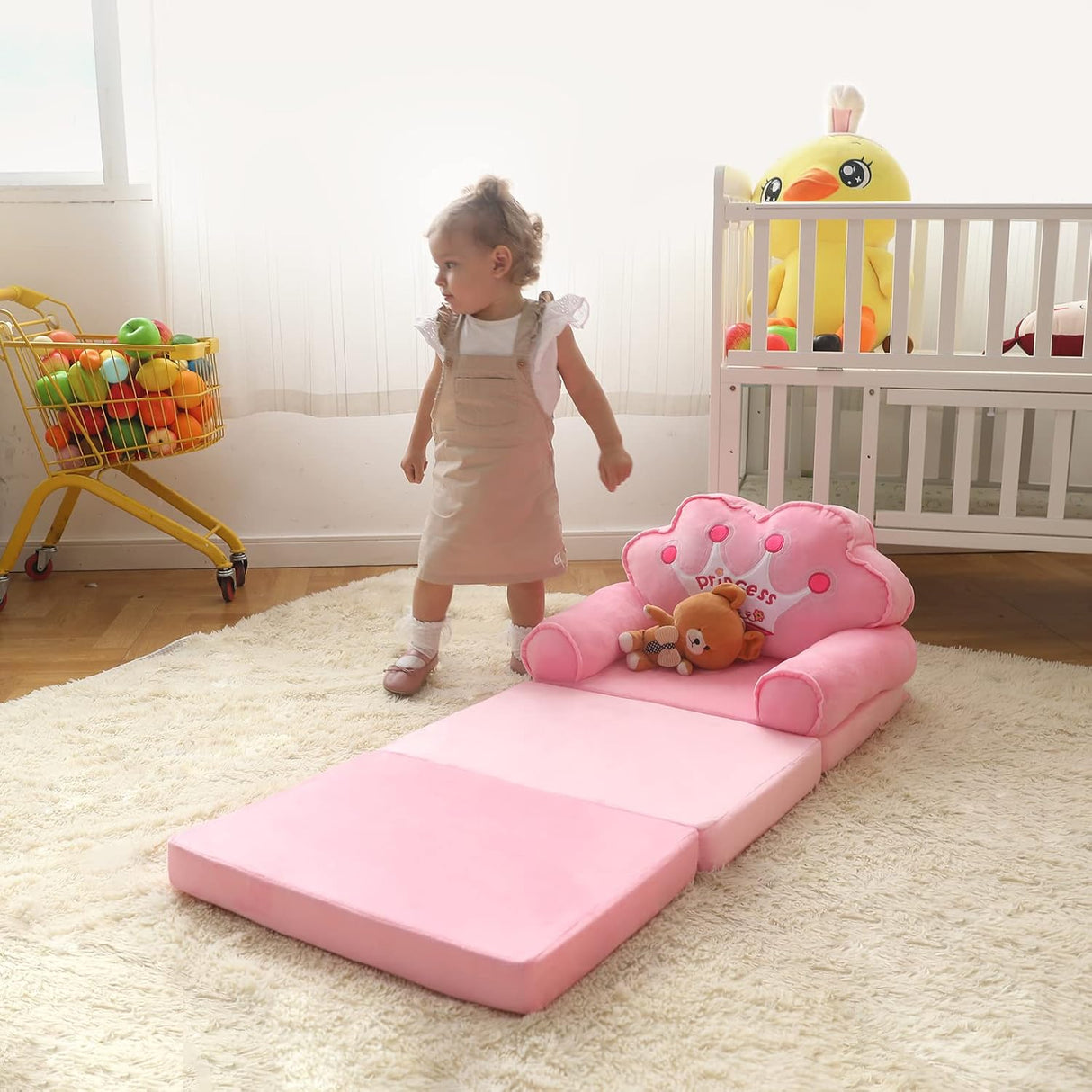 Silla plegable de princesa y convertible en cama para niñas