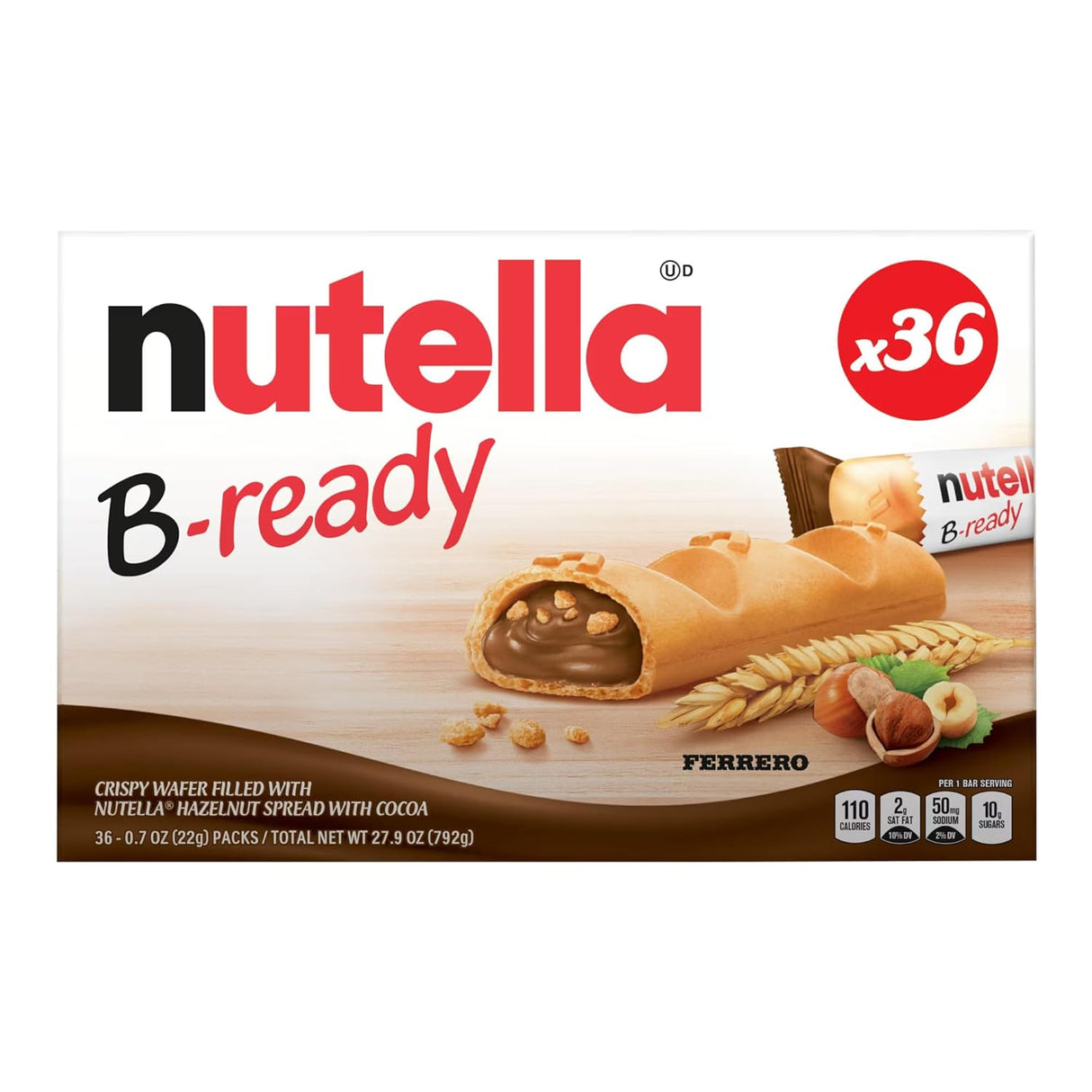 Nutella B-Ready, 36 unidades, 1.74 lbs, Galletas rellenas