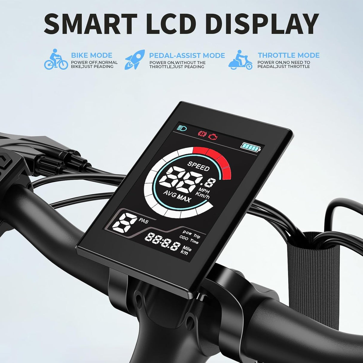 Bicicleta eléctrica Jasion Roamer 1200W, 60 millas, 7 velocidades